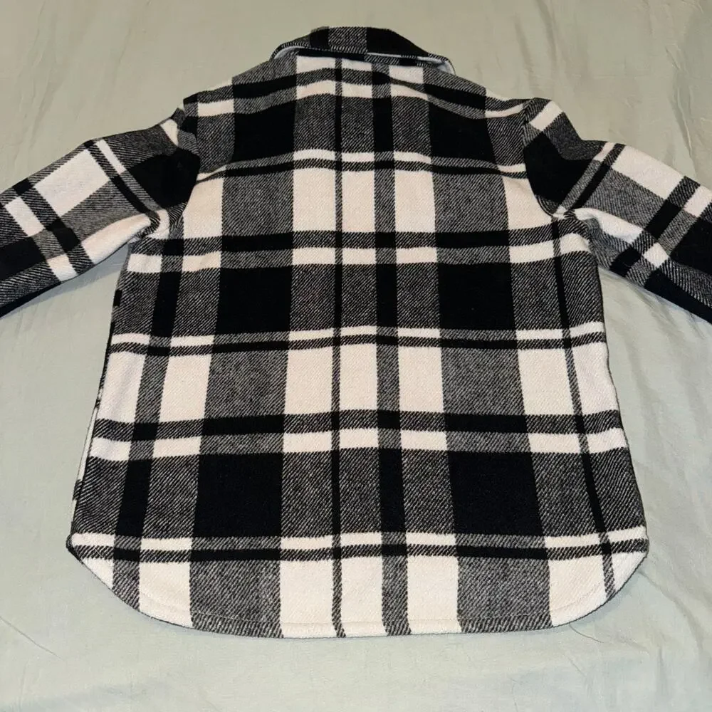 Old‎ Navy Plaid Textured Shacket for Girls Size Large (10/12) Black & White